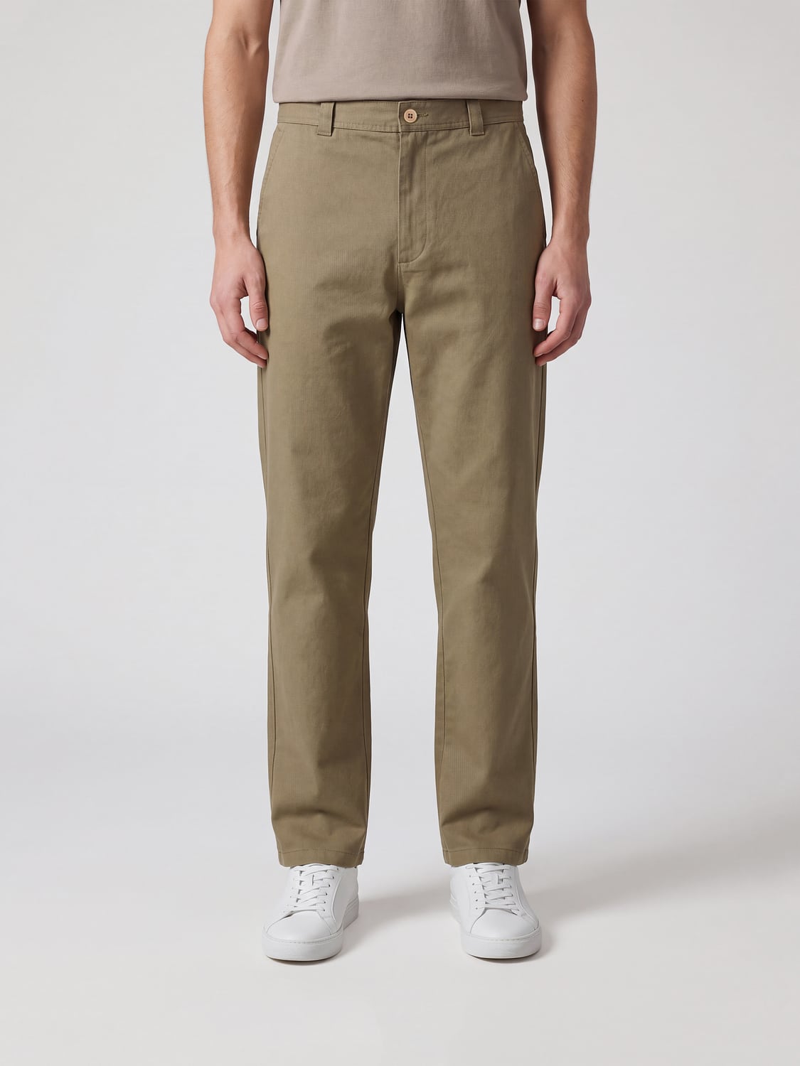 A.P.C. PANTS: A.P.C. Straight-Fit Mid-Rise Cotton Trousers with Slant Pockets, Beige - Img 1