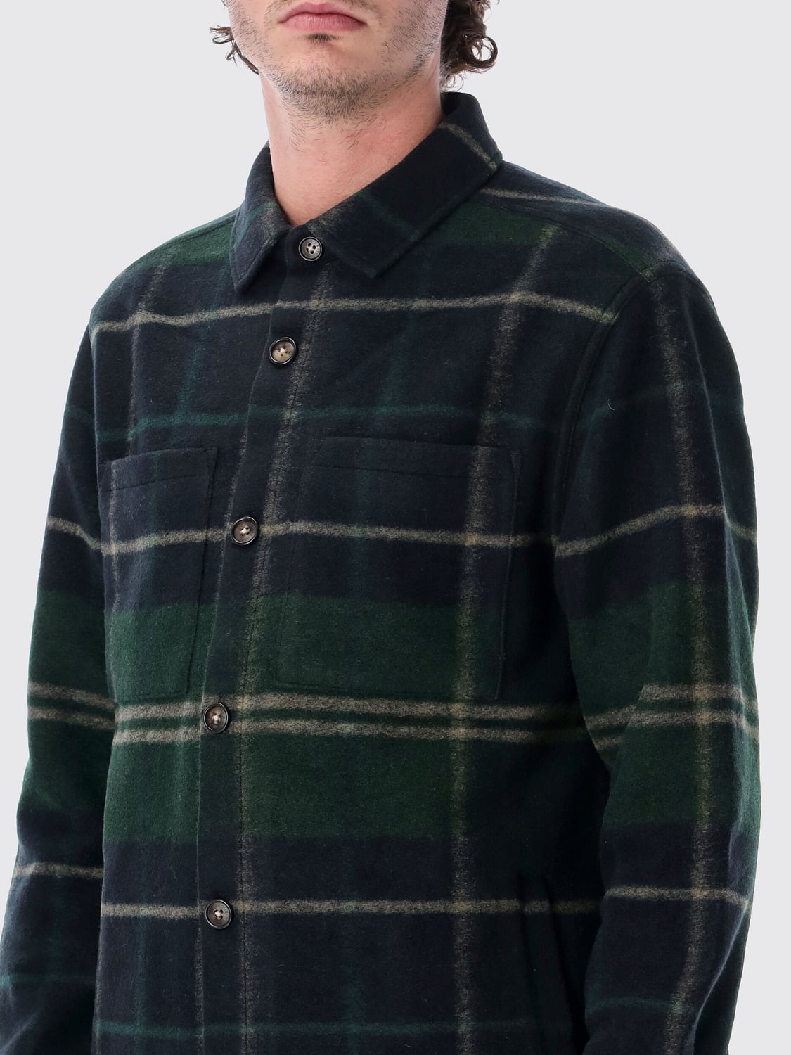 BARBOUR ジャケット: BARBOUR Woodlane パッチポケット付き タータン柄 ウールブレンド シャツジャケット, グレー - Img 3