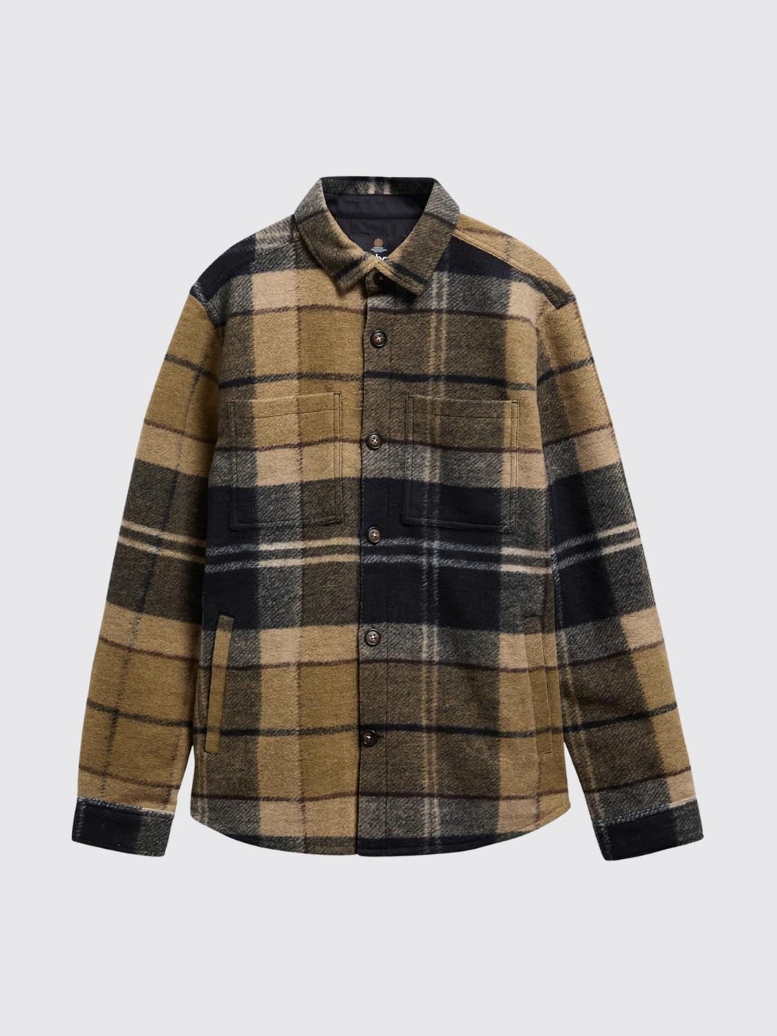 BARBOUR JACKET: Barbour Woodlane Tartan Wool Blend Shirt Jacket with Patch Pockets, Beige - Img 2