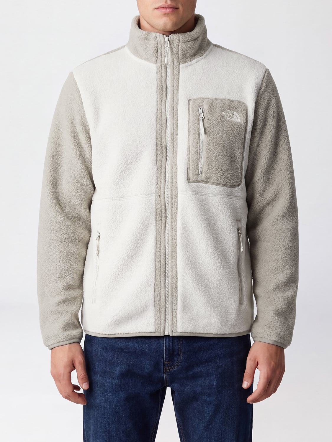 THE NORTH FACE JACKE: Yumiori-Fleecejacke von The North Face mit zweifarbigem abstraktem Druck und hohem Kragen, Grau - Img 1
