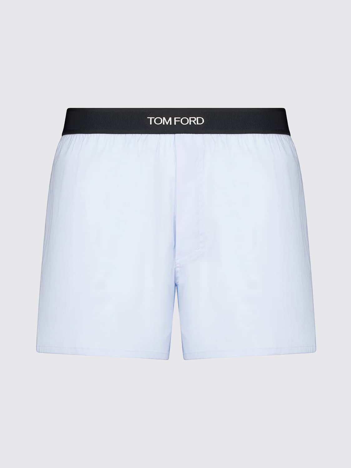 TOM FORD 内衣: TOM FORD 徽标腰带弹力棉平角内裤, 蓝色 - Img 1