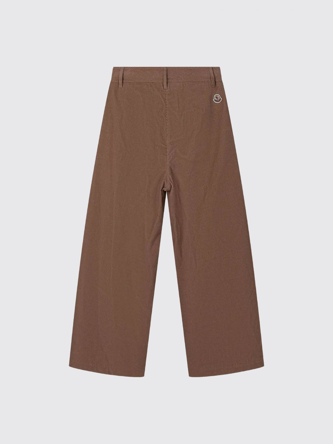 MONCLER PANTS: Moncler Boy's Brown Cotton Wide-Leg Trousers with Belt Loops, Brown - Img 2