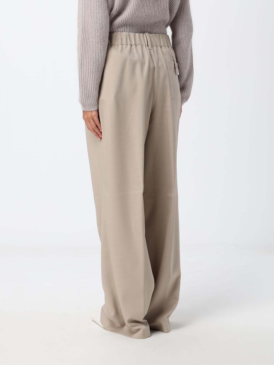 HERNO PANTS: High-Waisted Technical Fabric Palazzo Trousers Herno with Pleats, Cream - Img 2