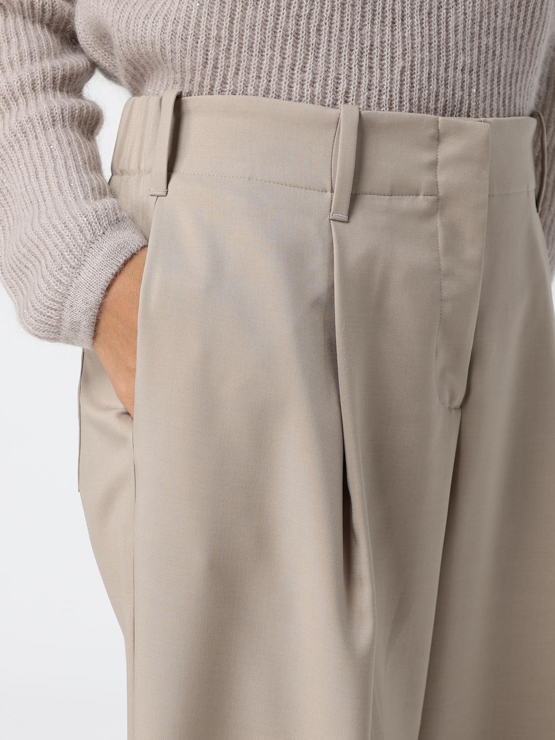 HERNO PANTS: High-Waisted Technical Fabric Palazzo Trousers Herno with Pleats, Cream - Img 3