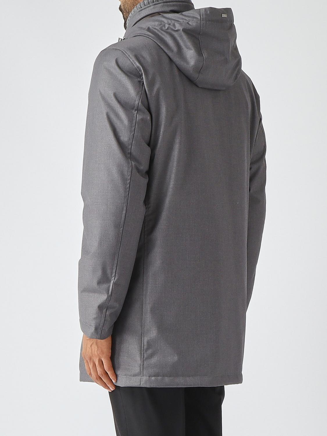 HERNO JACKET: Herno Knee-Length Hooded Windbreaker with High Collar, Grey - Img 2