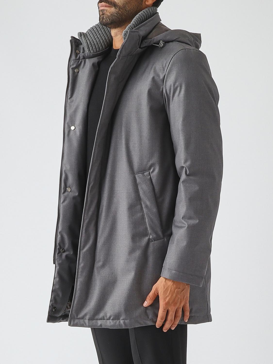 HERNO JACKET: Herno Knee-Length Hooded Windbreaker with High Collar, Grey - Img 3