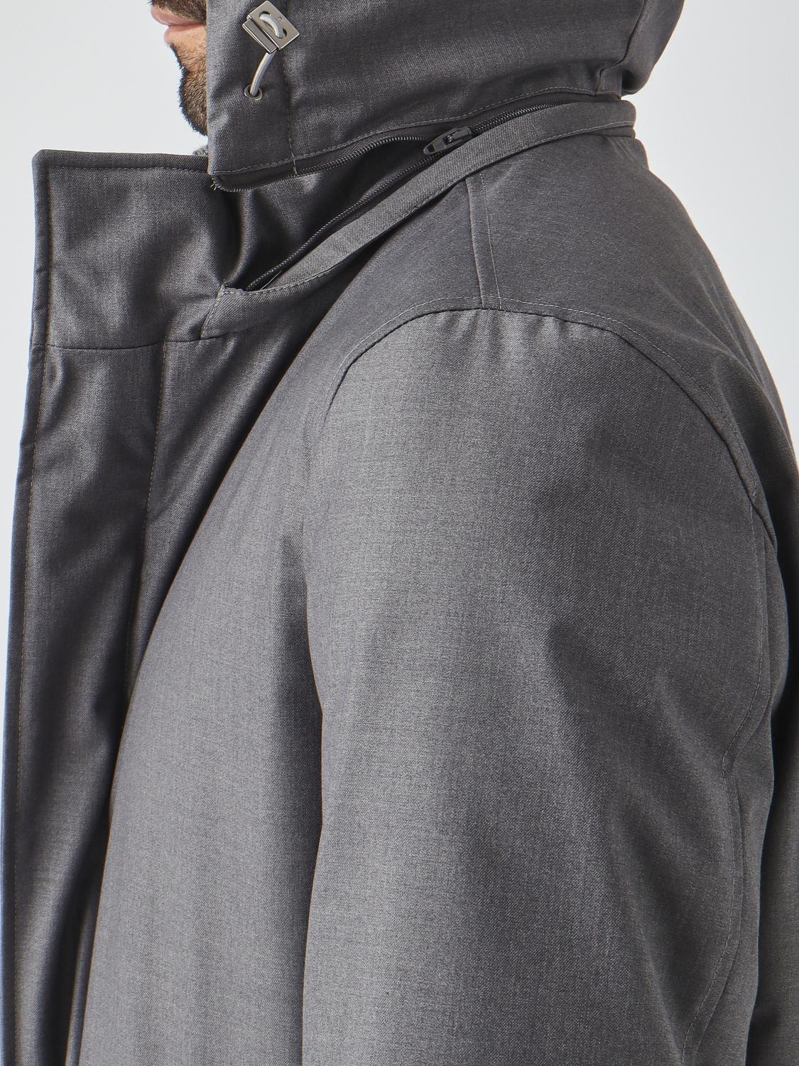HERNO JACKET: Herno Knee-Length Hooded Windbreaker with High Collar, Grey - Img 4