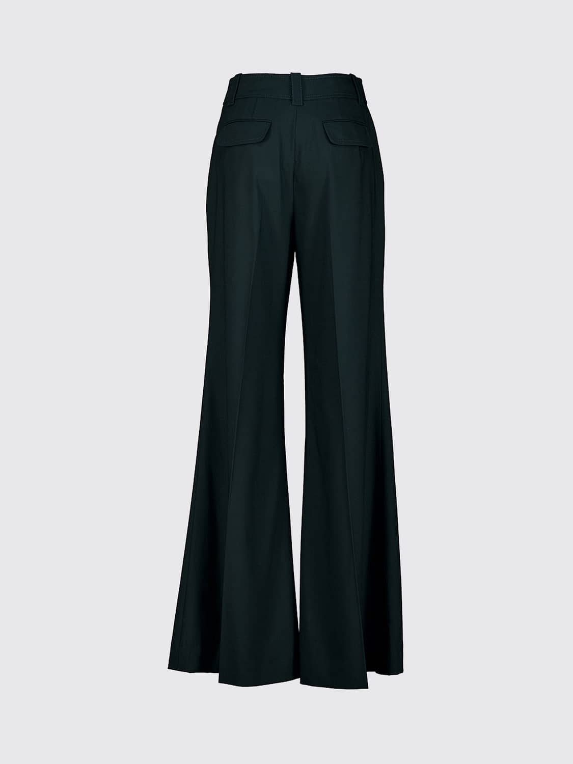 ZIMMERMANN PANTALONES: Pantalones de campana Valiant Zimmermann de talle alto en lana, Verde - Img 3