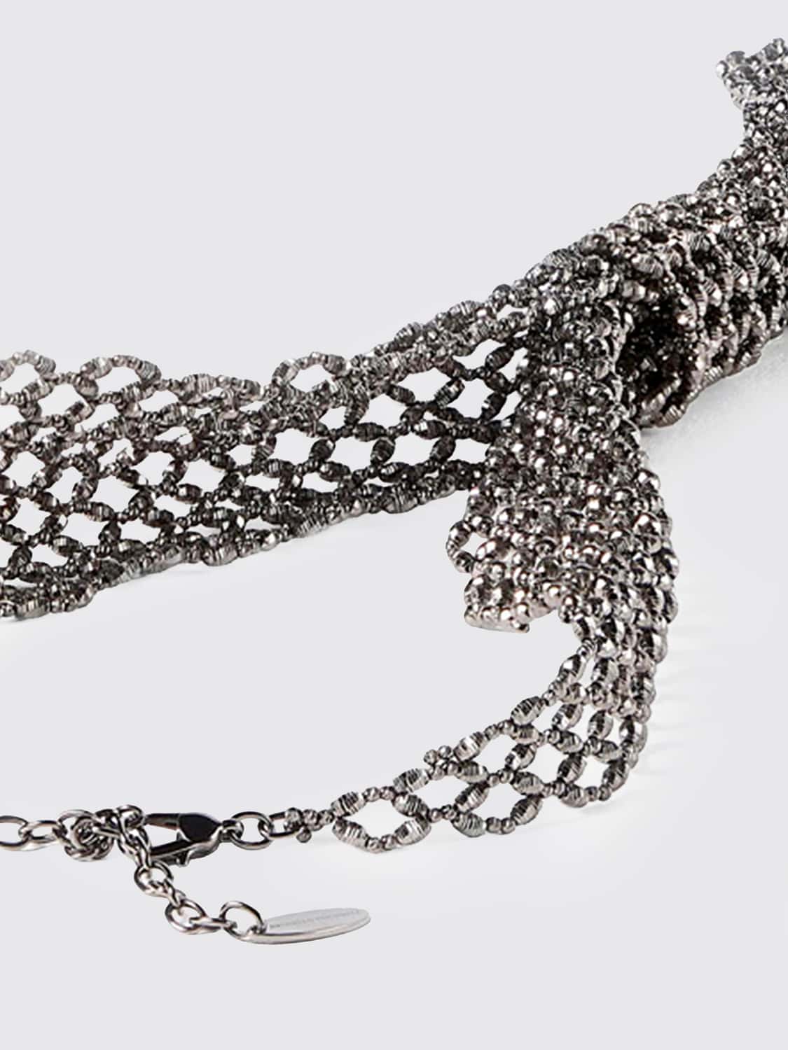 BRUNELLO CUCINELLI BIJOU: Collier Brunello Cucinelli en argent 925 avec fermoir mousqueton et logo gravé, Noir - Img 3