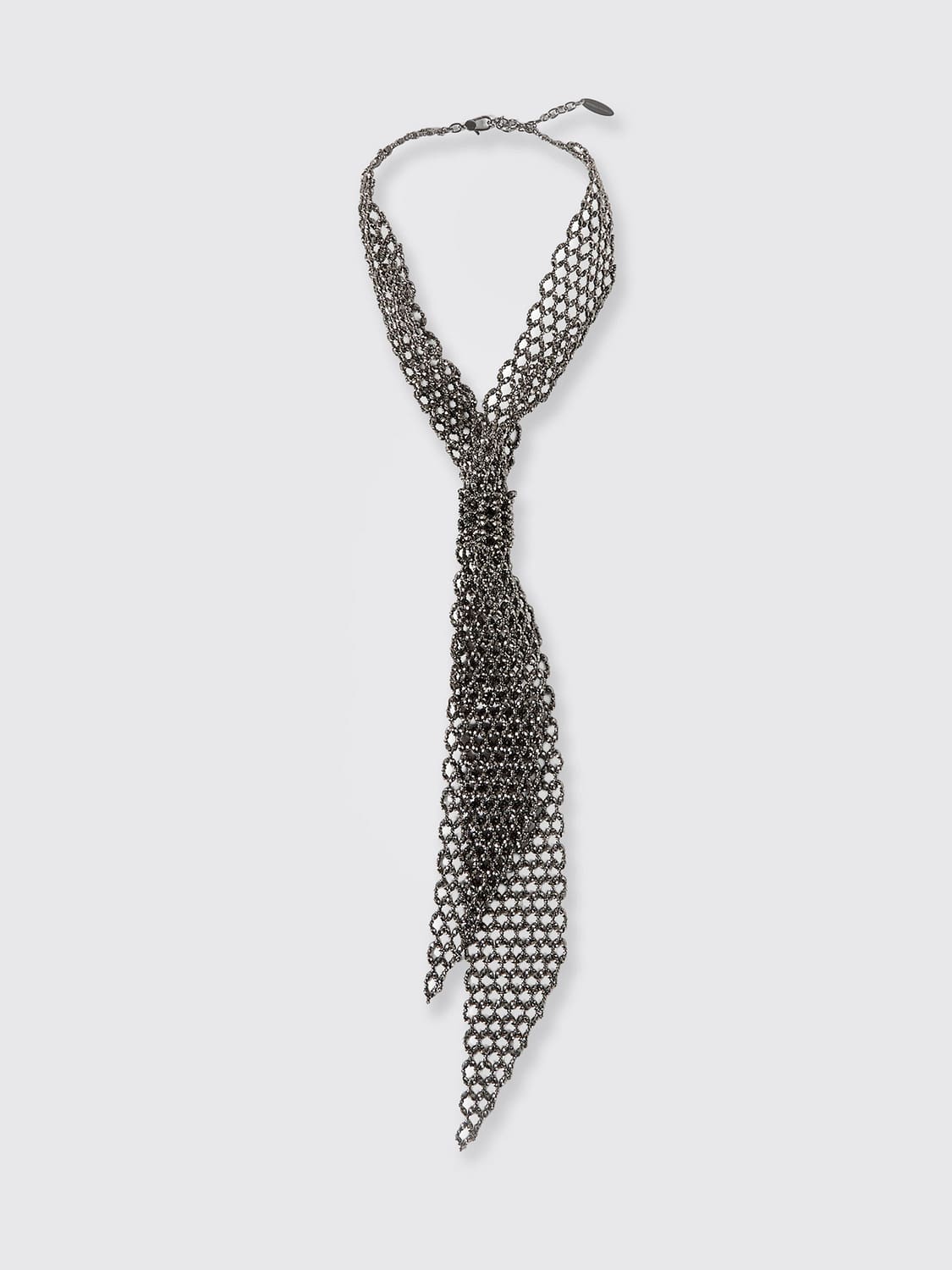 BRUNELLO CUCINELLI SCHMUCK: Halskette Brunello Cucinelli aus 925er Silber mit Karabinerverschluss und graviertem Logo, Anthrazit - Img 1