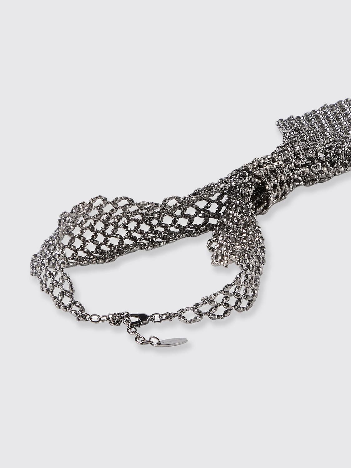 BRUNELLO CUCINELLI SCHMUCK: Halskette Brunello Cucinelli aus 925er Silber mit Karabinerverschluss und graviertem Logo, Anthrazit - Img 2