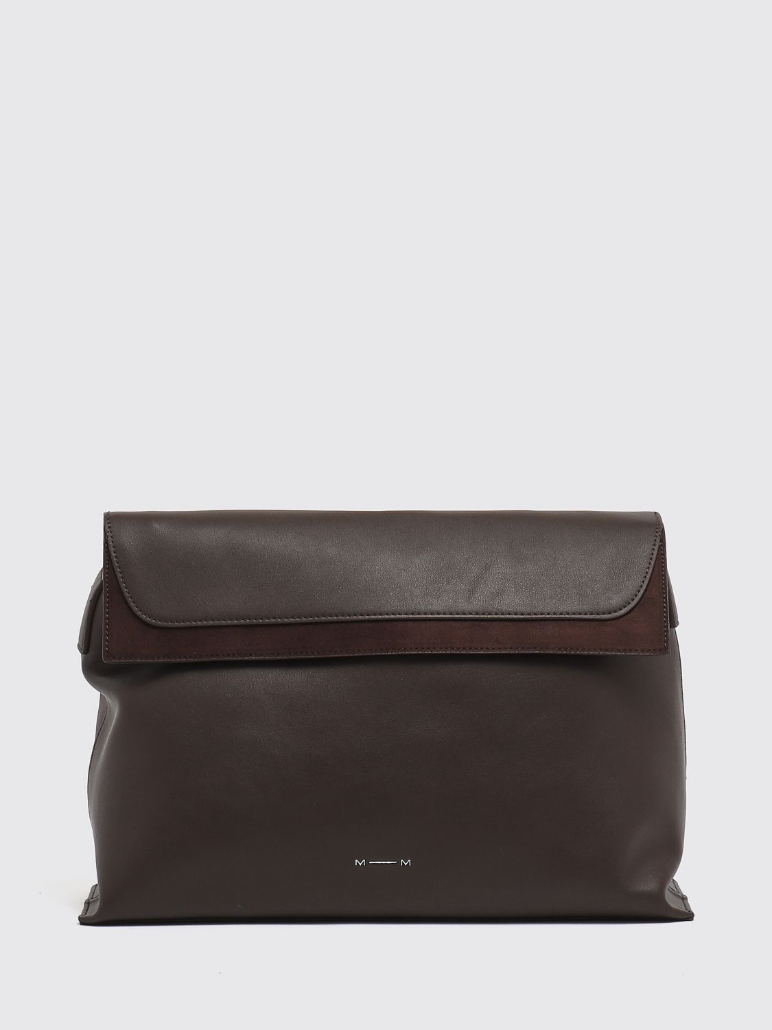 MM MAX MARA BORSA A SPALLA: Borsa a spalla Lamine MM Max Mara in poliestere con chiusura a patta, Moro - Img 1