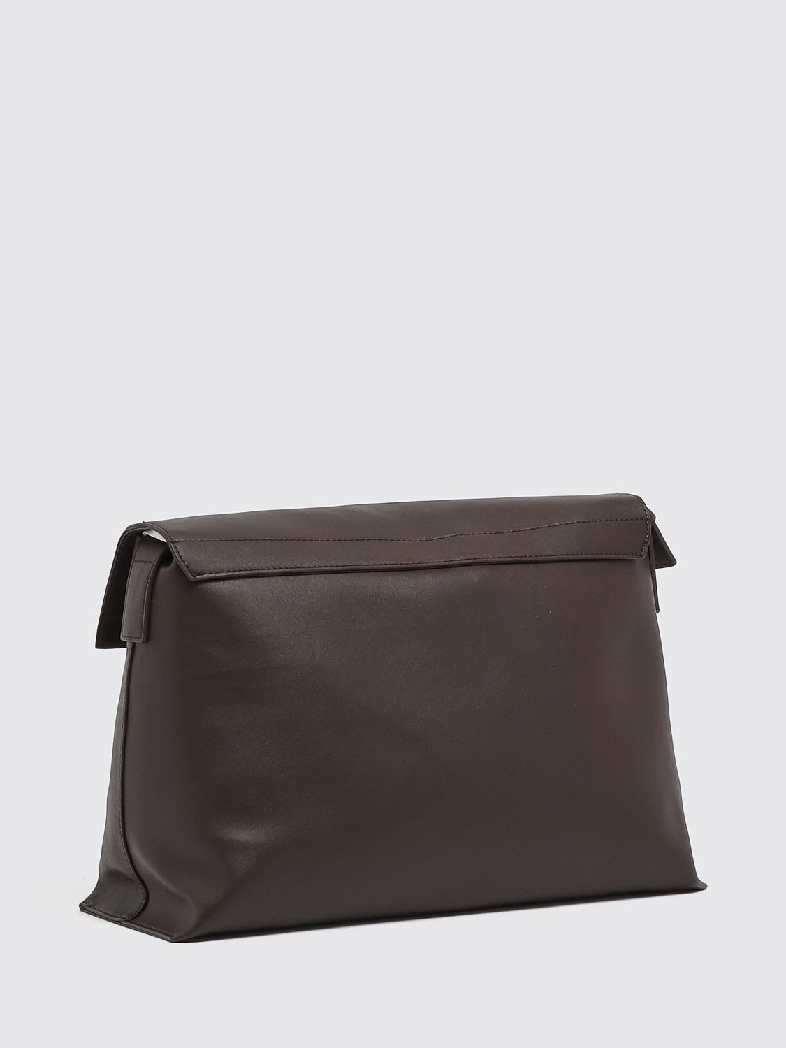 MM MAX MARA BORSA A SPALLA: Borsa a spalla Lamine MM Max Mara in poliestere con chiusura a patta, Moro - Img 2