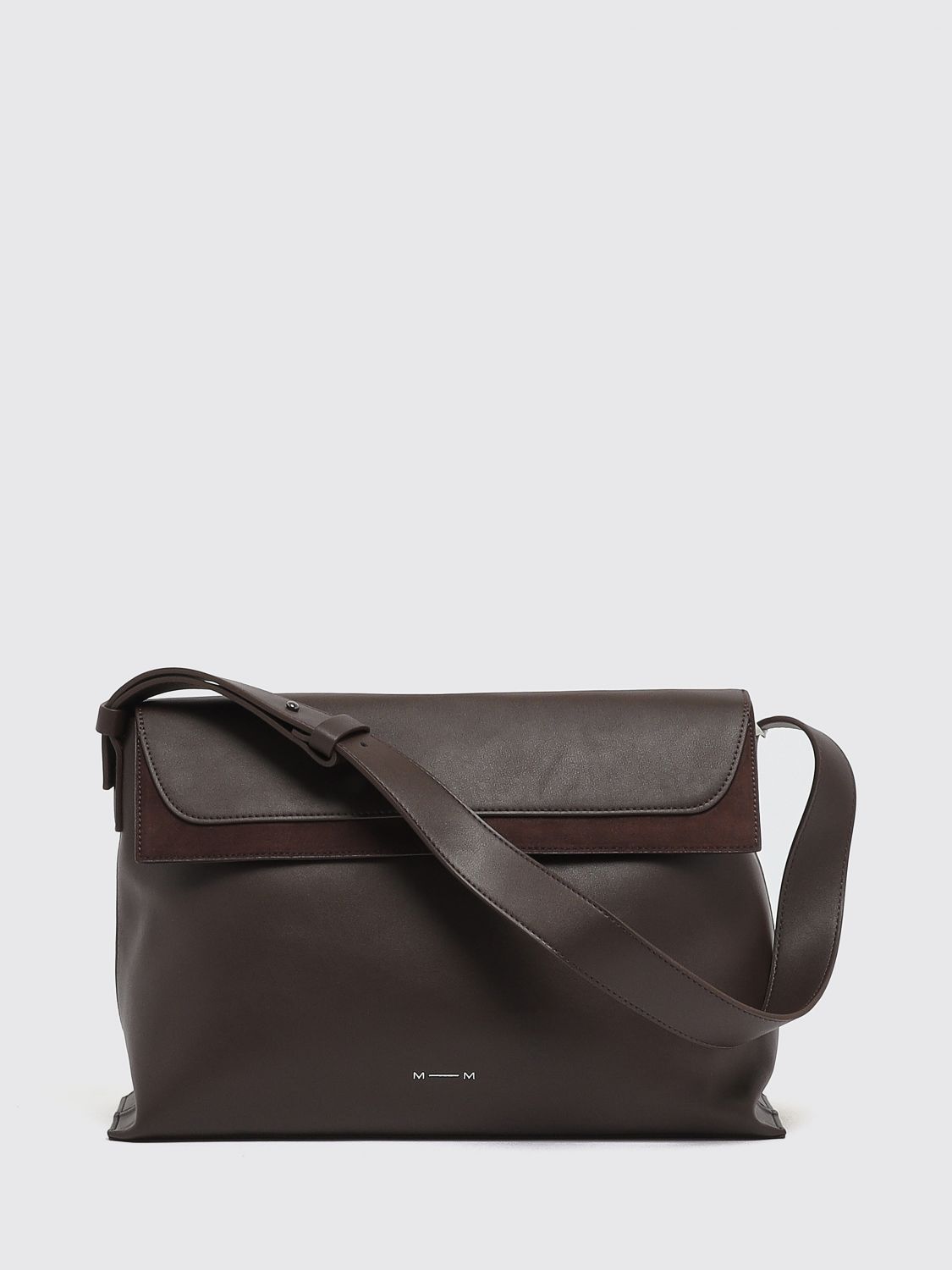 MM MAX MARA BORSA A SPALLA: Borsa a spalla Lamine MM Max Mara in poliestere con chiusura a patta, Moro - Img 3