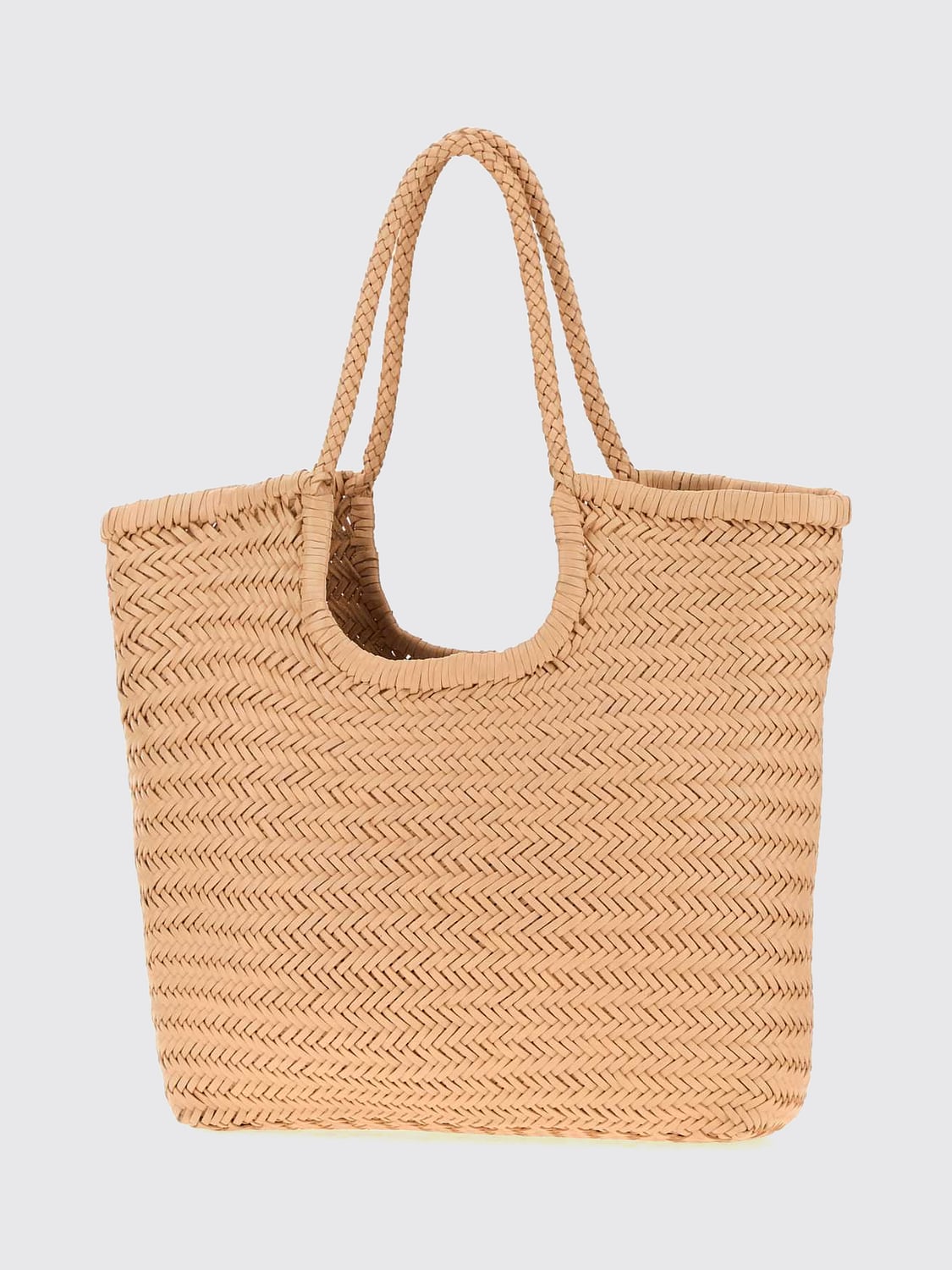 DRAGON DIFFUSION SHOULDER BAG: Dragon Diffusion NS Diagonal Triple Jump Woven Buffalo Leather Tote Bag, Natural - Img 2