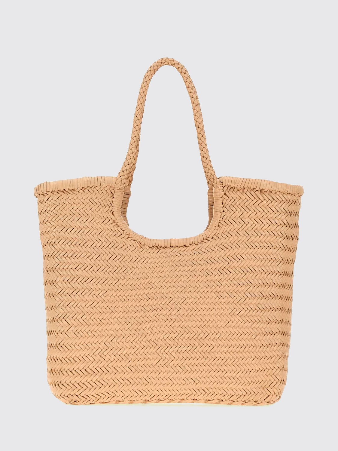 DRAGON DIFFUSION SHOULDER BAG: Dragon Diffusion NS Diagonal Triple Jump Woven Buffalo Leather Tote Bag, Natural - Img 3