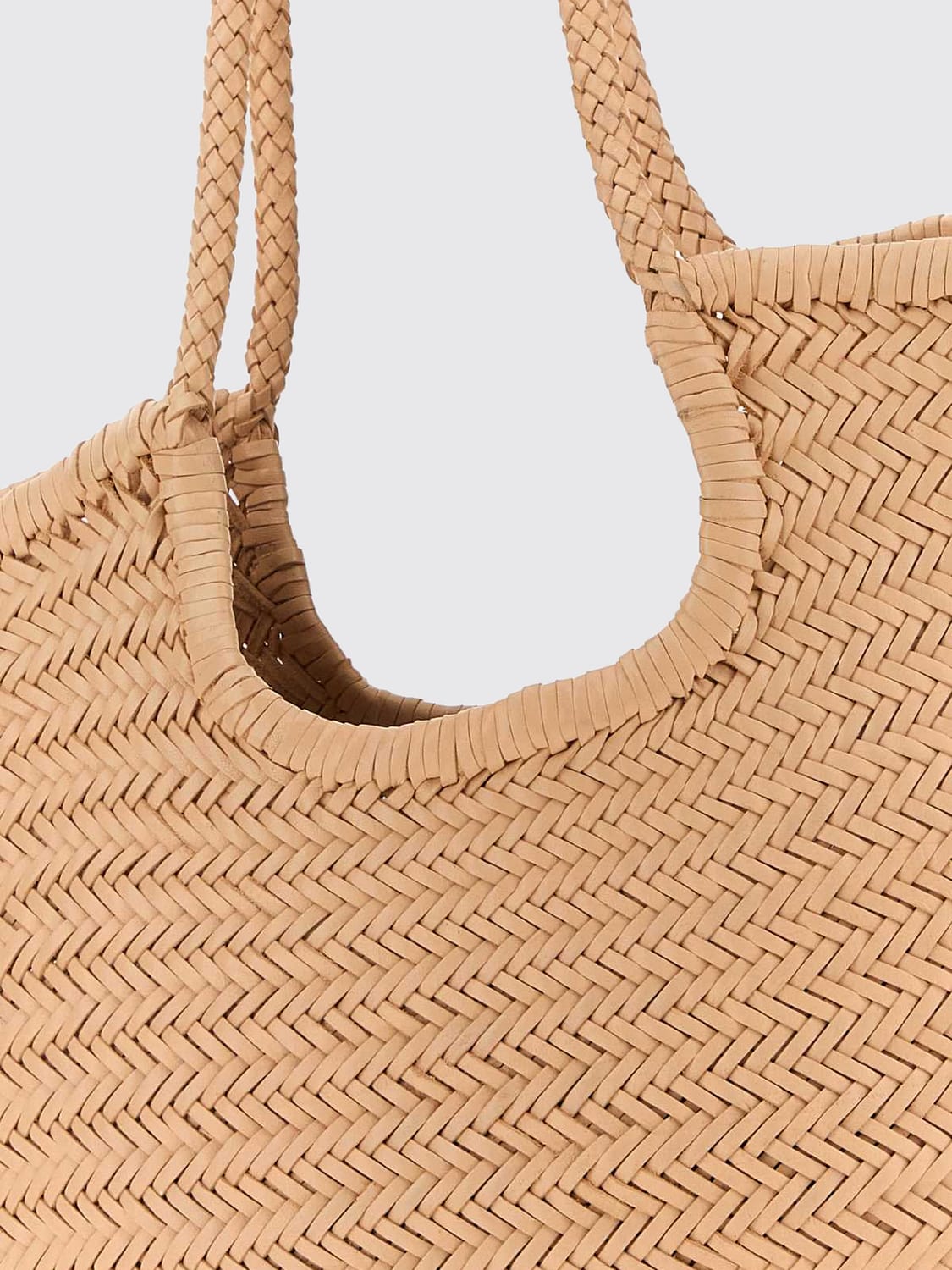 DRAGON DIFFUSION SHOULDER BAG: Dragon Diffusion NS Diagonal Triple Jump Woven Buffalo Leather Tote Bag, Natural - Img 4