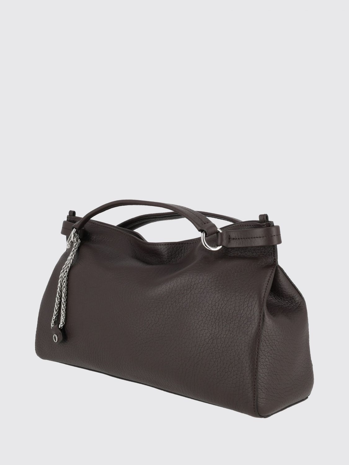 ORCIANI SAC À MAIN: Sac à main Virgo Orciani en cuir grainé avec double anse et breloque, Marron - Img 2