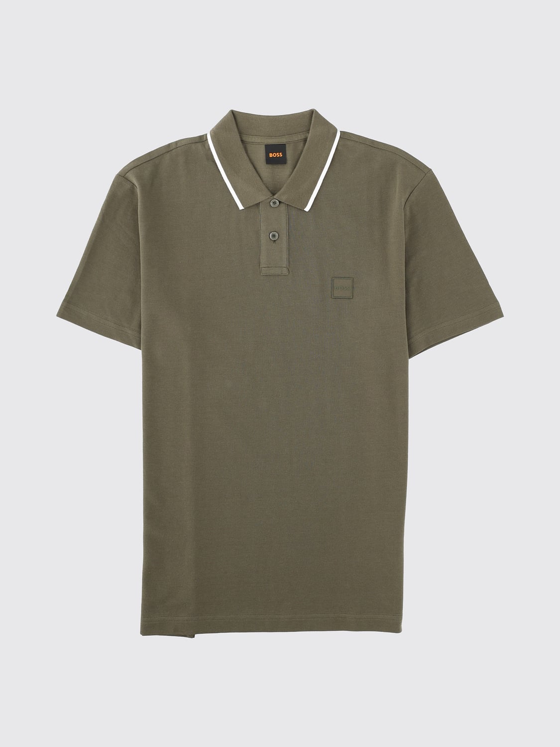 BOSS POLO: Polo Boss en coton avec bordures contrastantes et col côtelé, Vert - Img 2