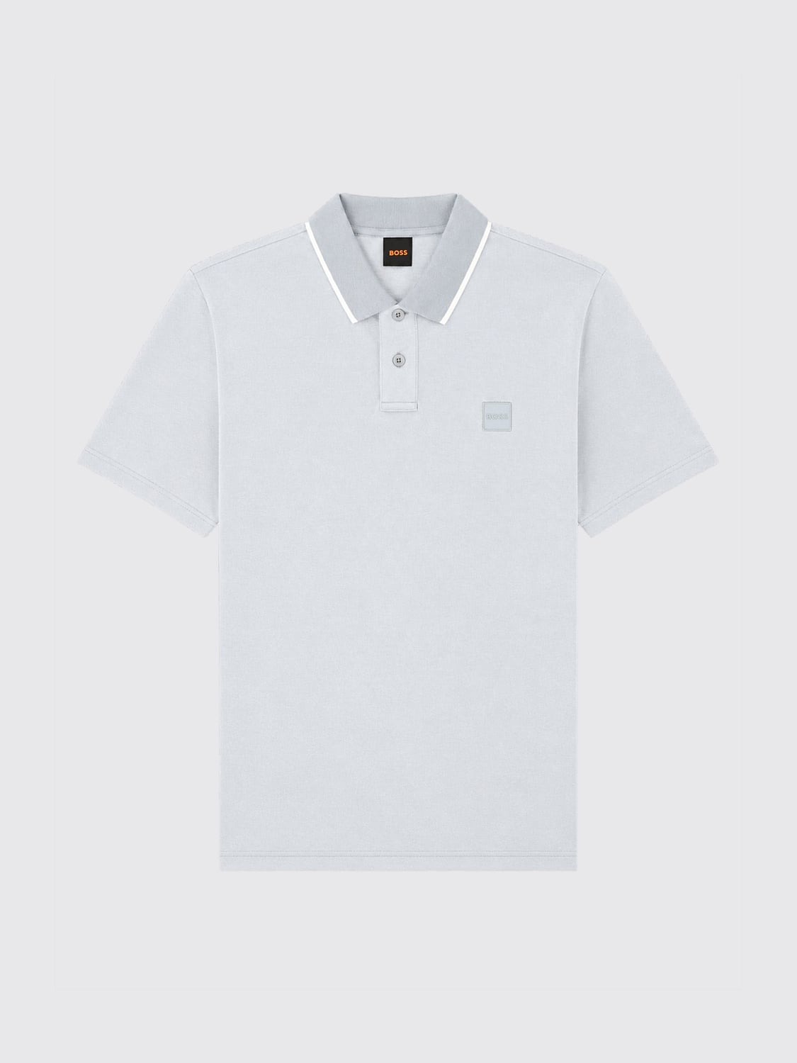 BOSS POLO: Baumwoll-Poloshirt Boss mit Kontrastbesätzen und geripptem Kragen, Grau - Img 2