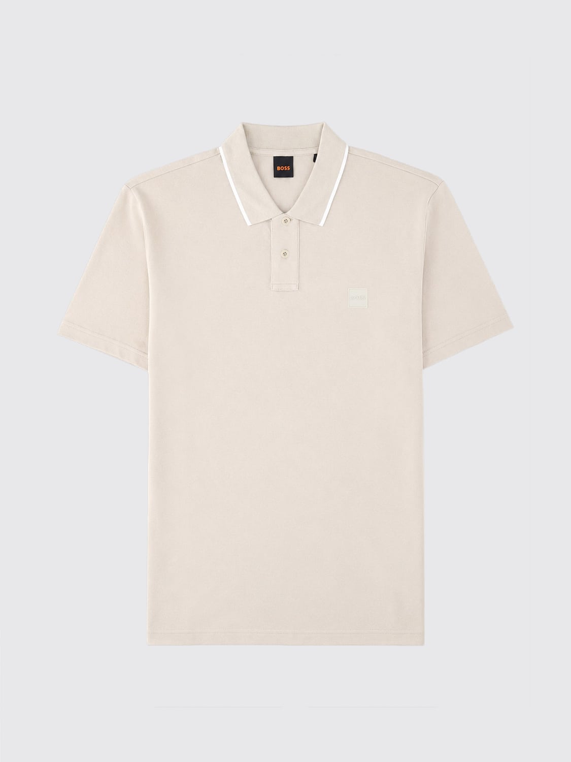 BOSS POLO: Baumwoll-Poloshirt Boss mit Kontrastbesätzen und geripptem Kragen, Beige - Img 2