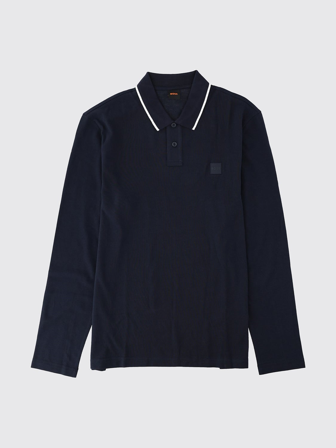 BOSS POLO: Polo à manches longues Boss en coton avec bordures contrastantes, Bleu - Img 2