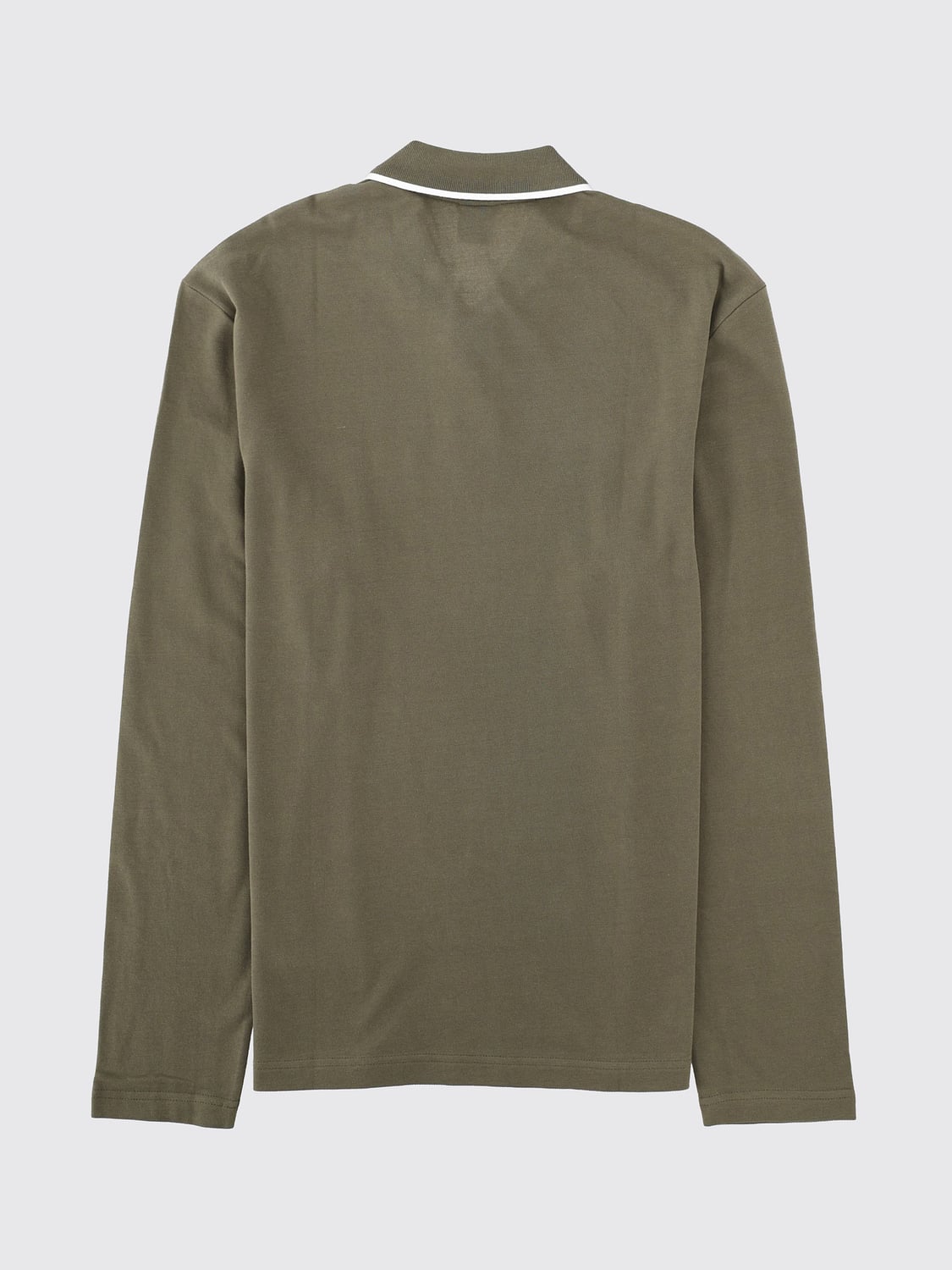 BOSS POLO SHIRT: Boss Long-Sleeved Cotton Polo Shirt with Contrasting Trims, Green - Img 3