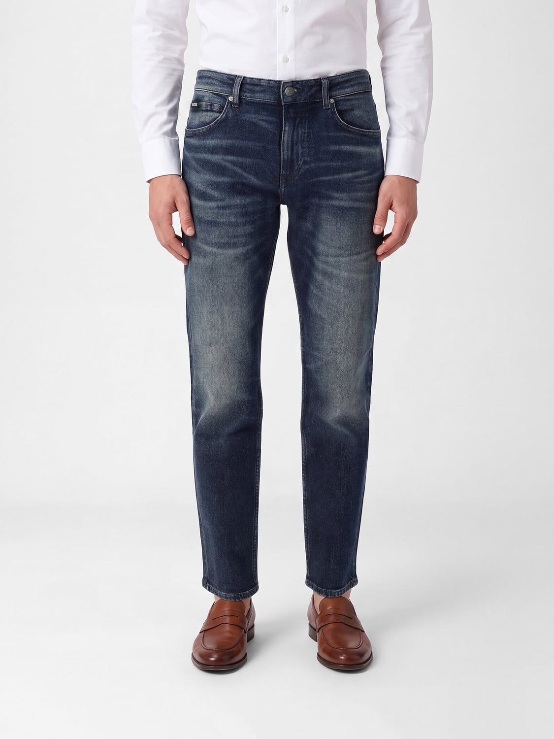 BOSS JEANS: Boss Straight Fit Mid-Rise 5-Pocket Denim Jeans, Blue - Img 1