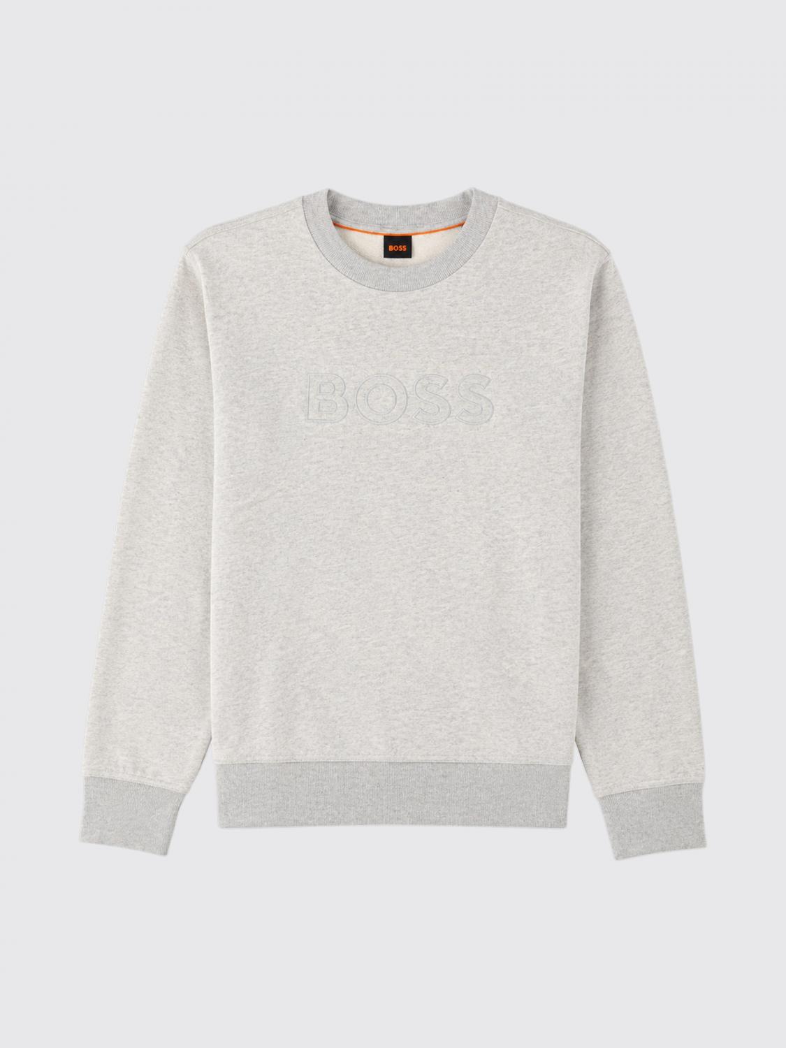 BOSS SWEATSHIRT: BOSS Rundhals-Sweatshirt aus Baumwolle mit Ton-in-Ton-Logo, Grau - Img 2