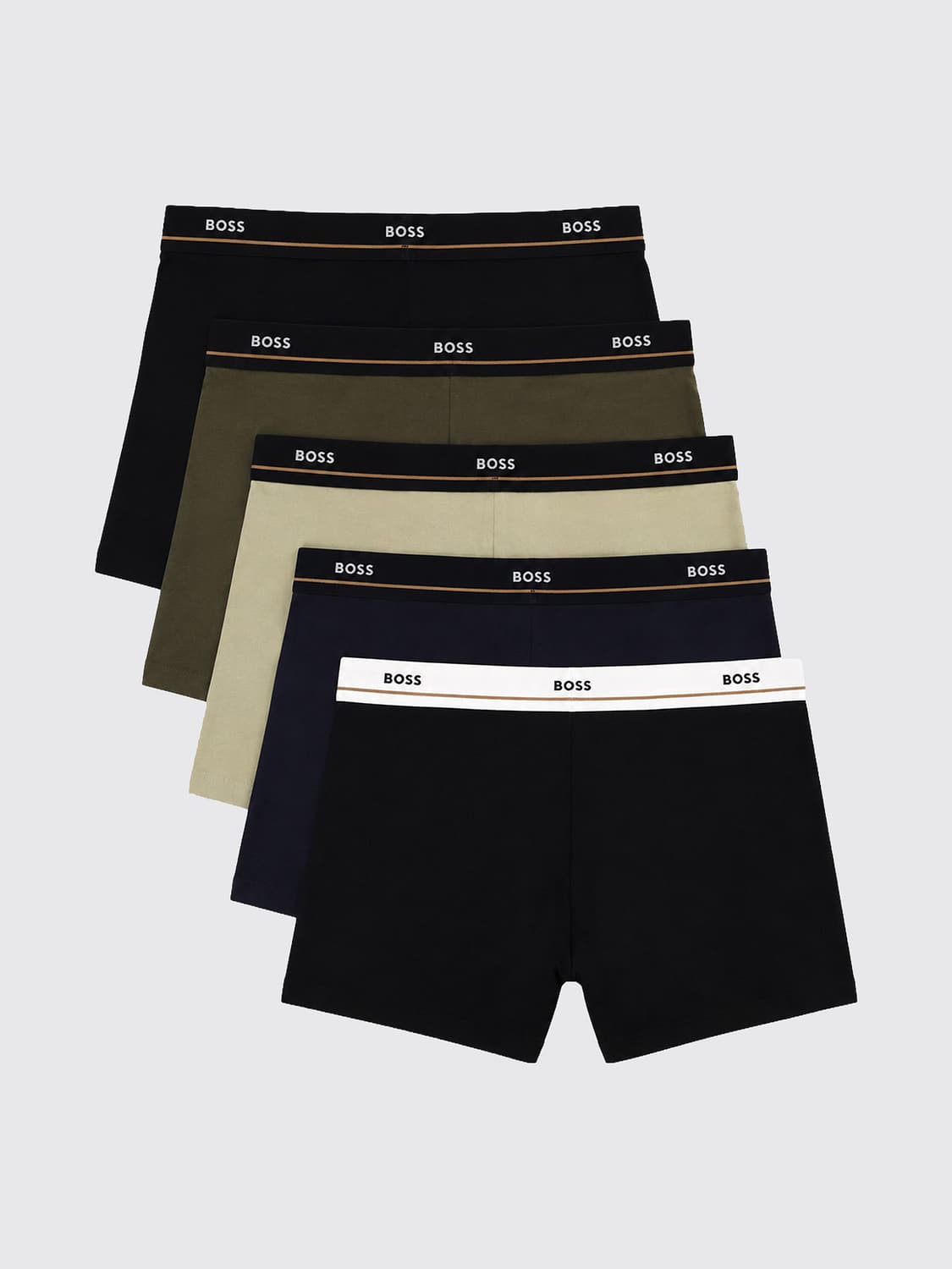 BOSS UNDERWEAR: Set of 5 BOSS Cotton Trunks with Contrast Logo Waistband, Black - Img 2
