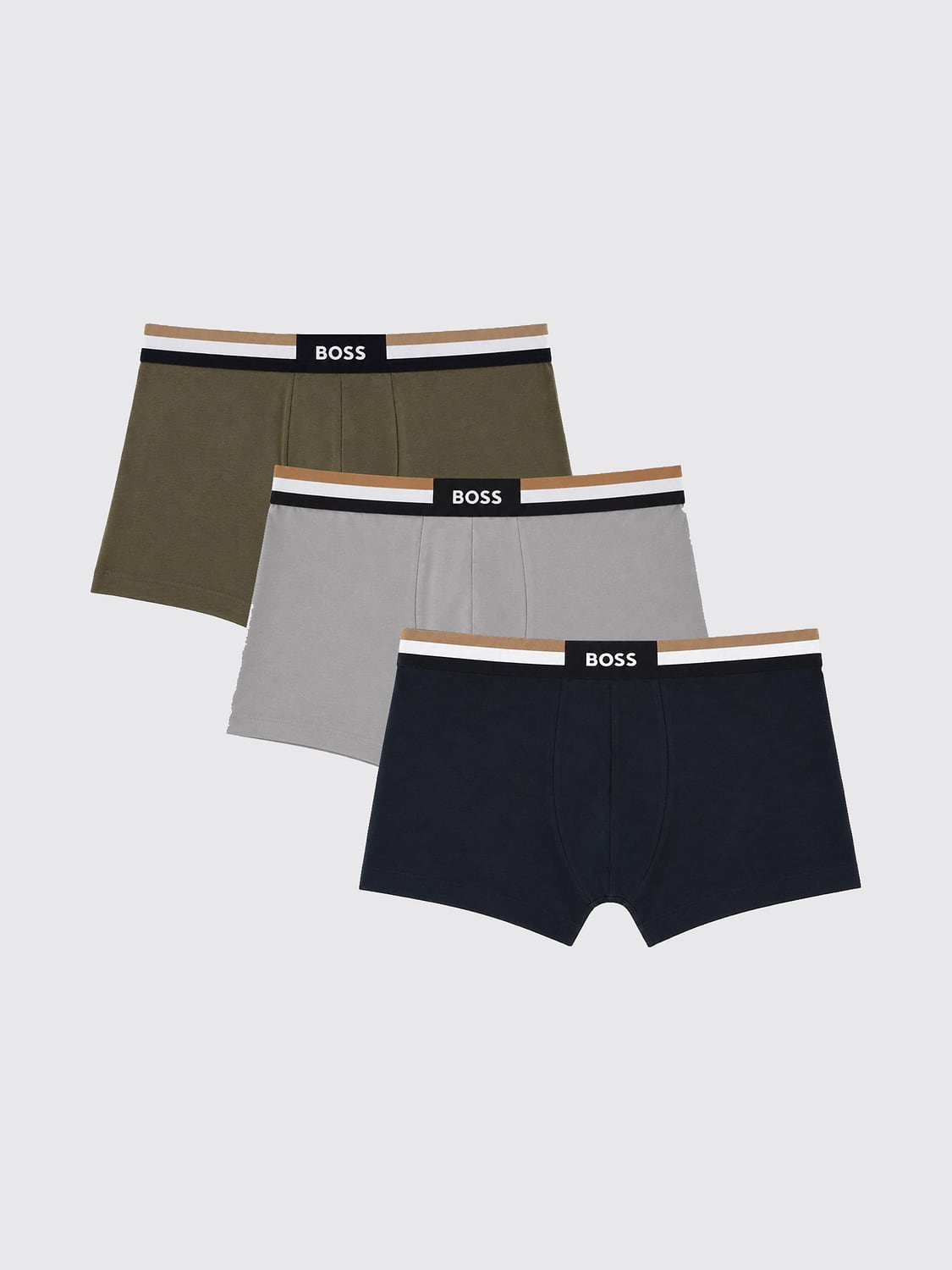 BOSS INTIMO: Set da 3 boxer parigamba BOSS in cotone con vita logata a contrasto, Nero 1 - Img 1