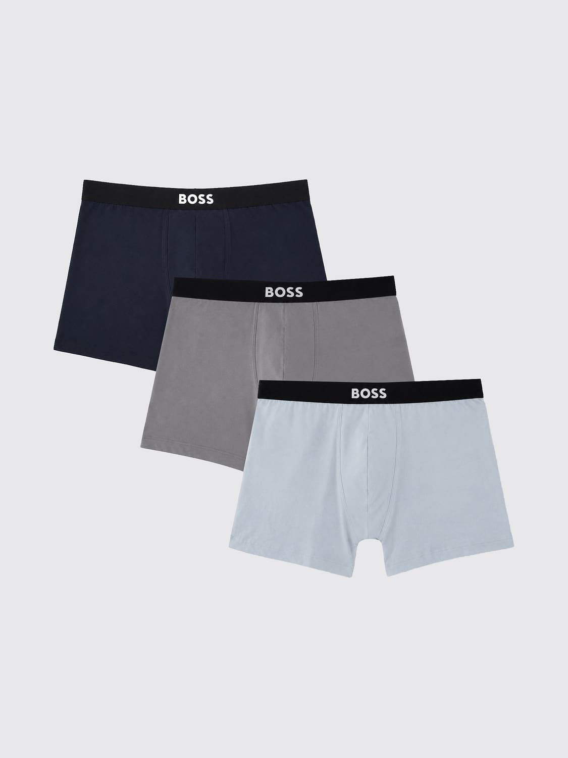 BOSS UNDERWEAR: Set of 3 BOSS Cotton Trunks with Contrast Logo Waistband, Blue - Img 1