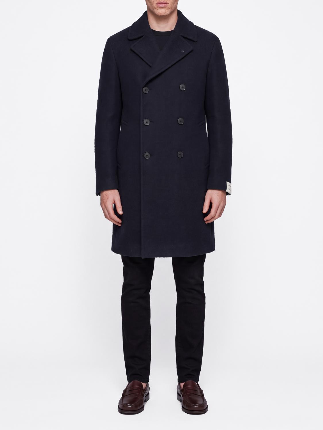 TAGLIATORE COAT: Tagliatore Double-Breasted Knee-Length Wool-Blend Coat with Lapels, Earth - Img 1