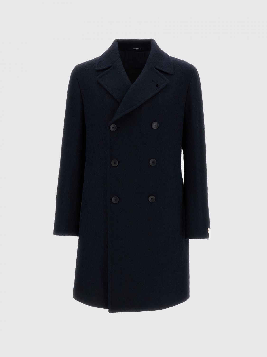 TAGLIATORE COAT: Tagliatore Double-Breasted Knee-Length Wool-Blend Coat with Lapels, Earth - Img 2