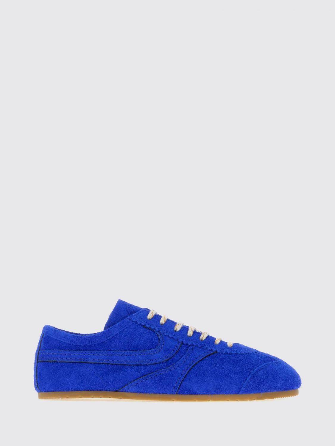 DRIES VAN NOTEN BASKETS: Baskets basses Dries Van Noten en cuir de veau suédé à bout rond, Bleu - Img 1