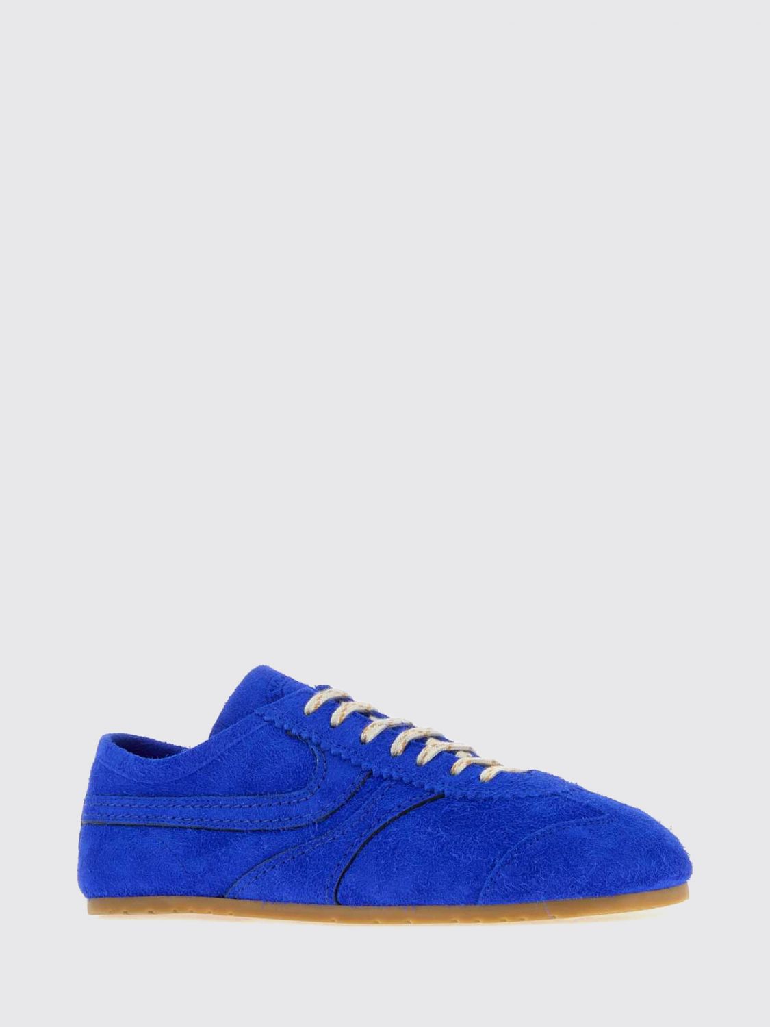 DRIES VAN NOTEN BASKETS: Baskets basses Dries Van Noten en cuir de veau suédé à bout rond, Bleu - Img 2