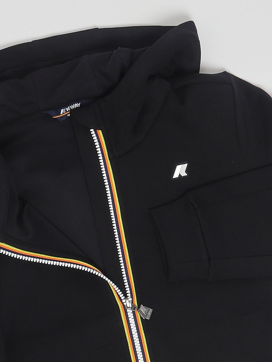 K-WAY JACKE: Kapuzen-Sweatjacke K-Way aus Baumwollmischung für Jungen mit Kontrastlogo, Schwarz - Img 3
