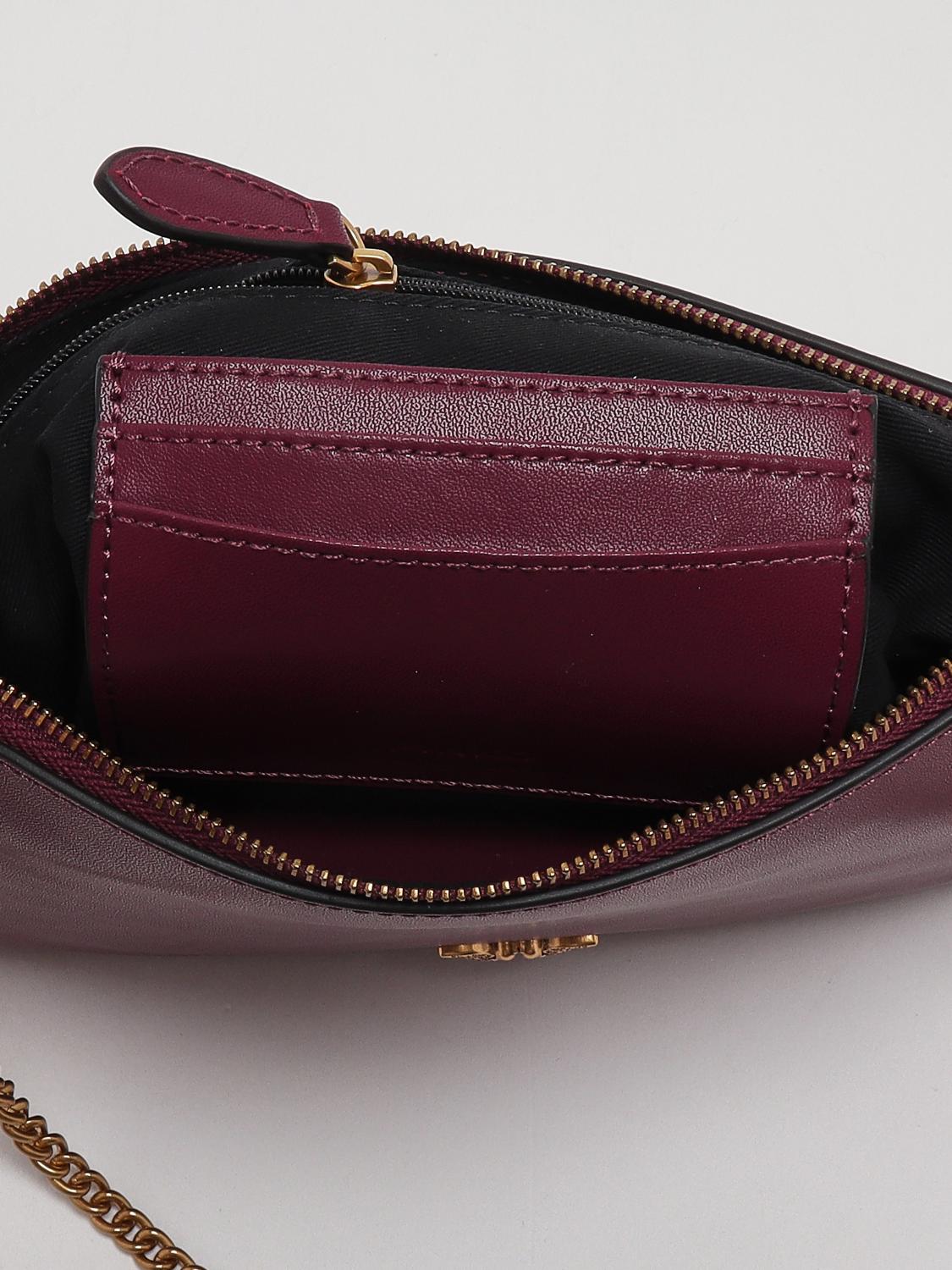 PINKO POCHETTE: Pochette Love Bag Simple Pinko en cuir avec bandoulière en maille métallique et logo Love Birds, Rouge - Img 5
