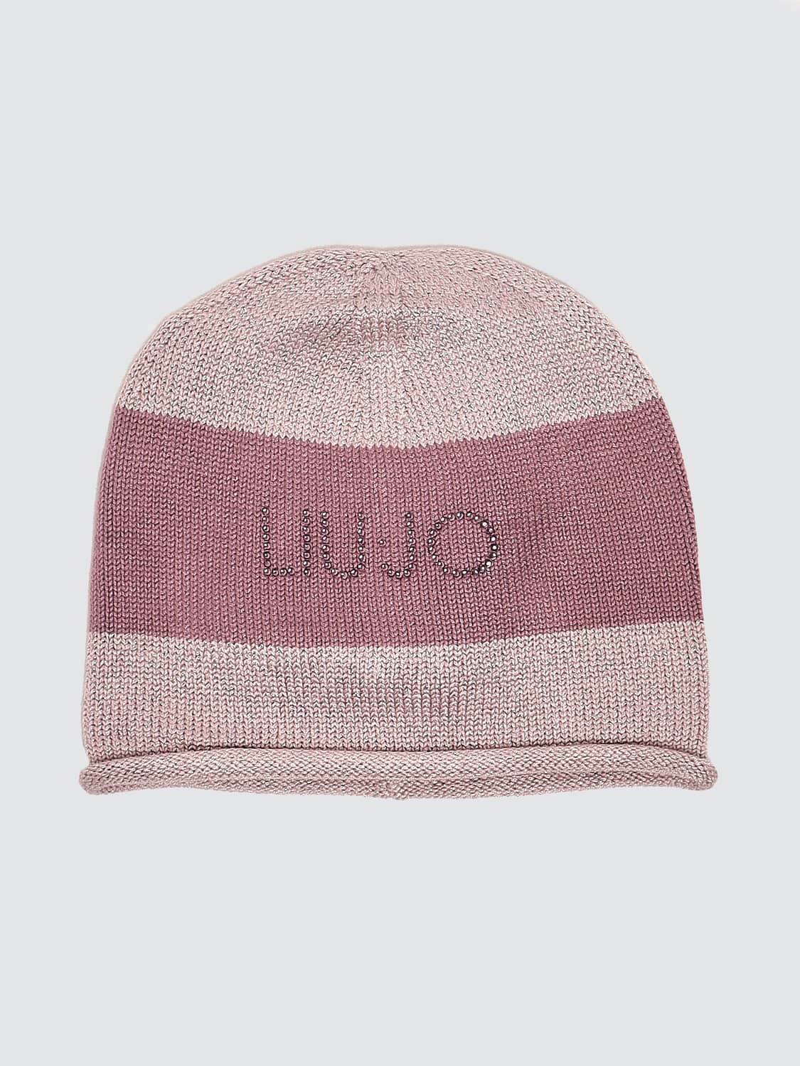 LIU JO HAT: Girl's Viscose Blend Knit Beanie Liu Jo with Rhinestone Logo Detail, Lilac - Img 1