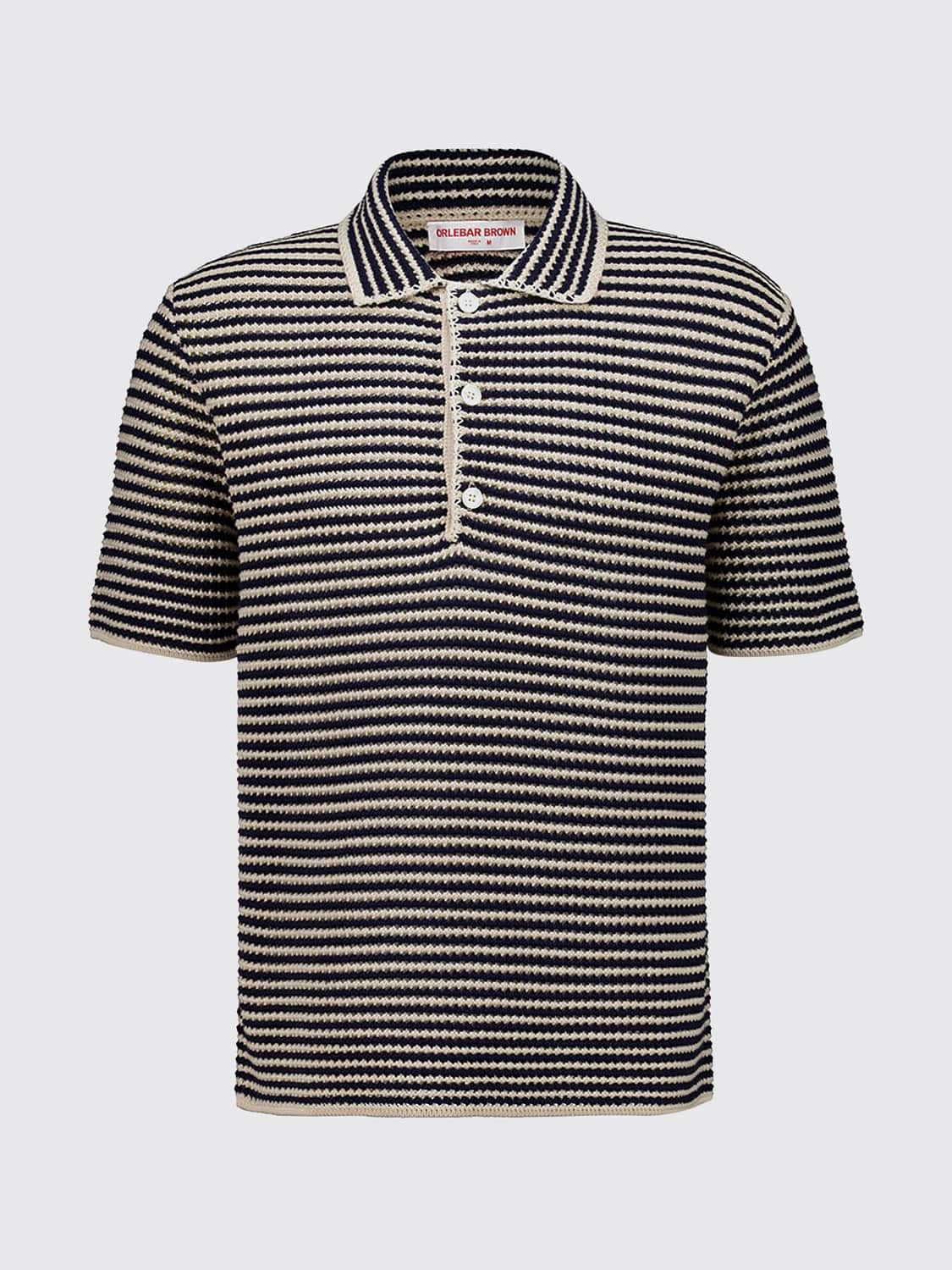 ORLEBAR BROWN POLO: Polo de punto de algodón orgánico a rayas Orlebar Brown con cuello de canalé, Rayado - Img 2