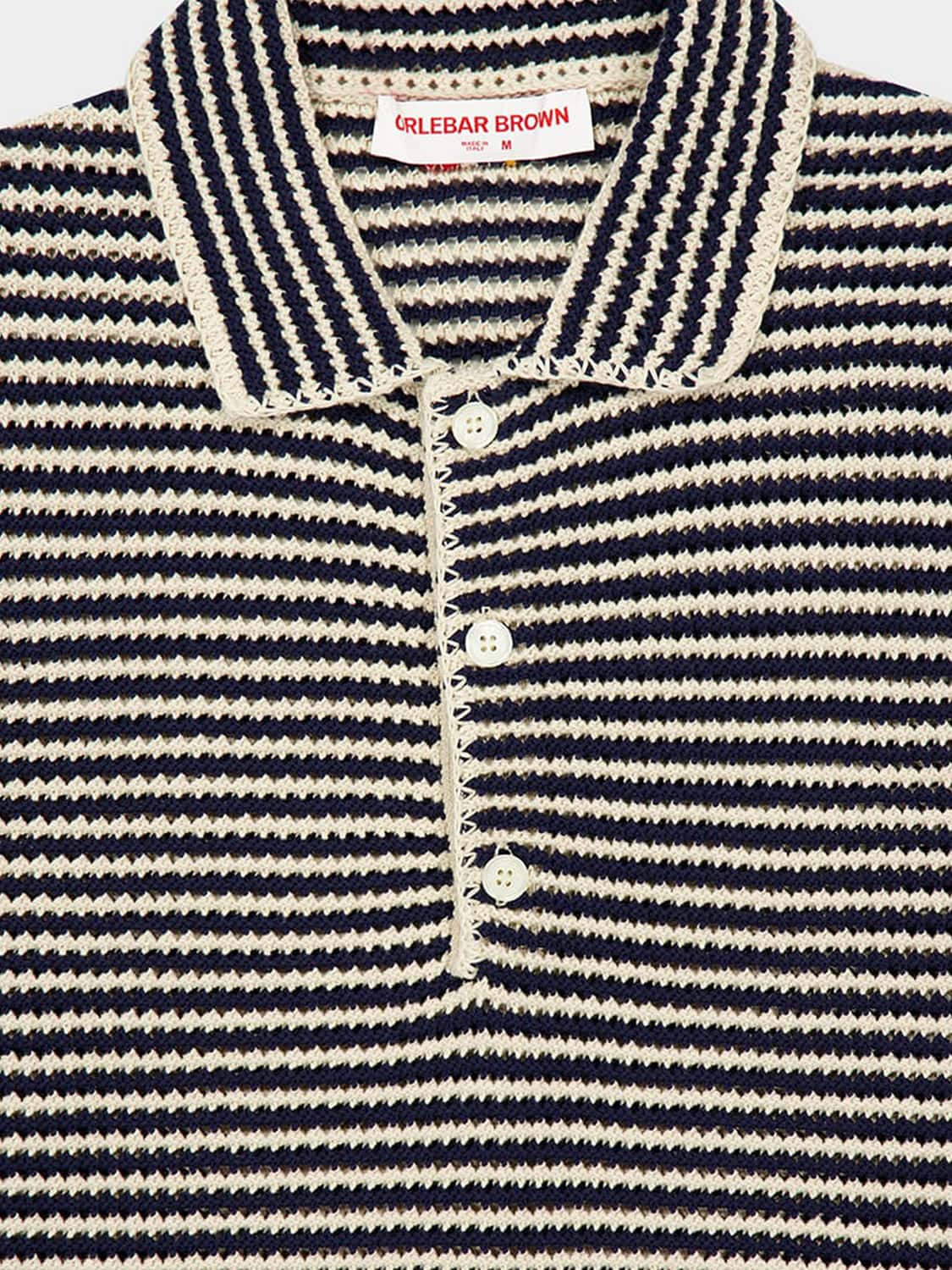 ORLEBAR BROWN POLO: Polo de punto de algodón orgánico a rayas Orlebar Brown con cuello de canalé, Rayado - Img 4