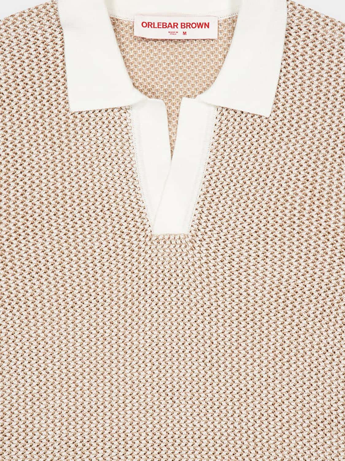 ORLEBAR BROWN POLO: Polo de punto de algodón Orlebar Brown con cuello de pico y ribetes en contraste, Beige - Img 4