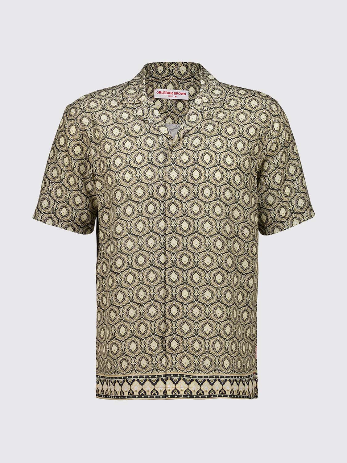 ORLEBAR BROWN CAMISA: Camisa bowling Orlebar Brown de lyocell estampado con cuello cubano, Beige - Img 2