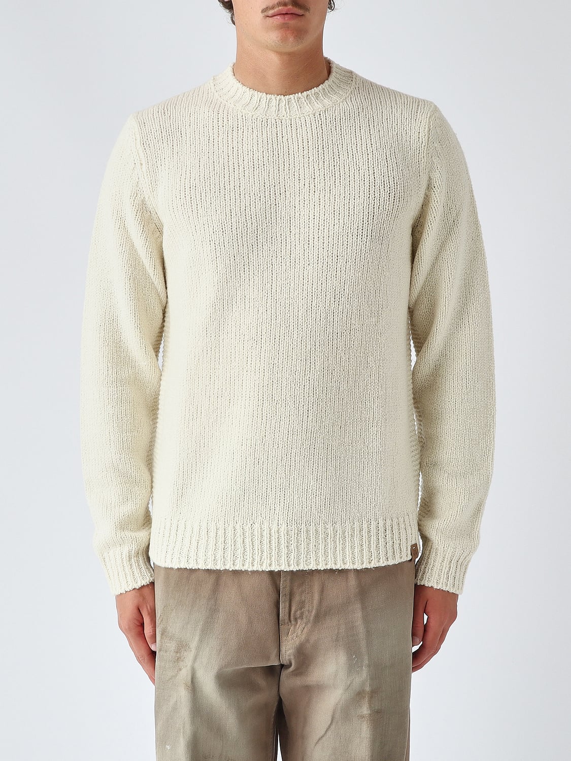 JACOB COHEN PULLOVER: Langärmliger Rundhalspullover Jacob Cohen aus 100% Schurwolle, Weiß - Img 1