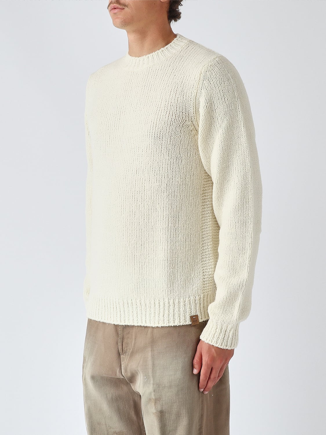JACOB COHEN PULLOVER: Langärmliger Rundhalspullover Jacob Cohen aus 100% Schurwolle, Weiß - Img 4