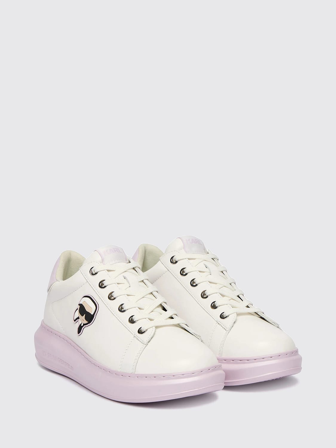 KARL LAGERFELD スニーカー: Karl Lagerfeld グラフィックプリント カーフレザー ロートップスニーカー ラウンドトゥ, ホワイト - Img 2