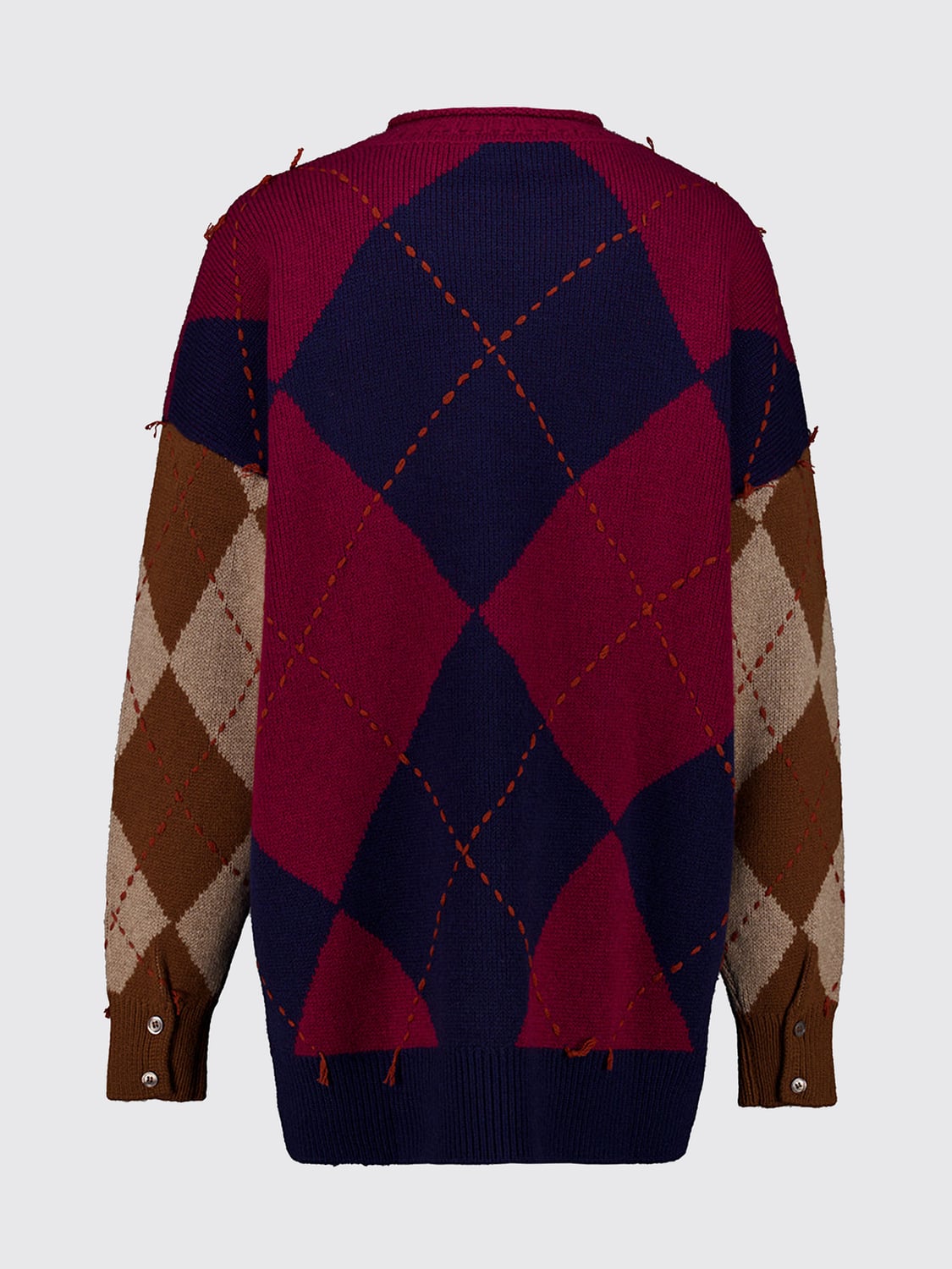 BAZISZT PULLOVER: Rundhalspullover von Baziszt aus 100 % Kaschmir mit Argyle-Muster, Bunt - Img 3