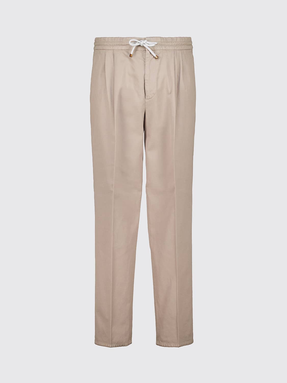 BRUNELLO CUCINELLI HOSE: Slim-Fit-Hose aus Baumwolle von Brunello Cucinelli mit Bundfalten und Kordelzug, Beige - Img 2