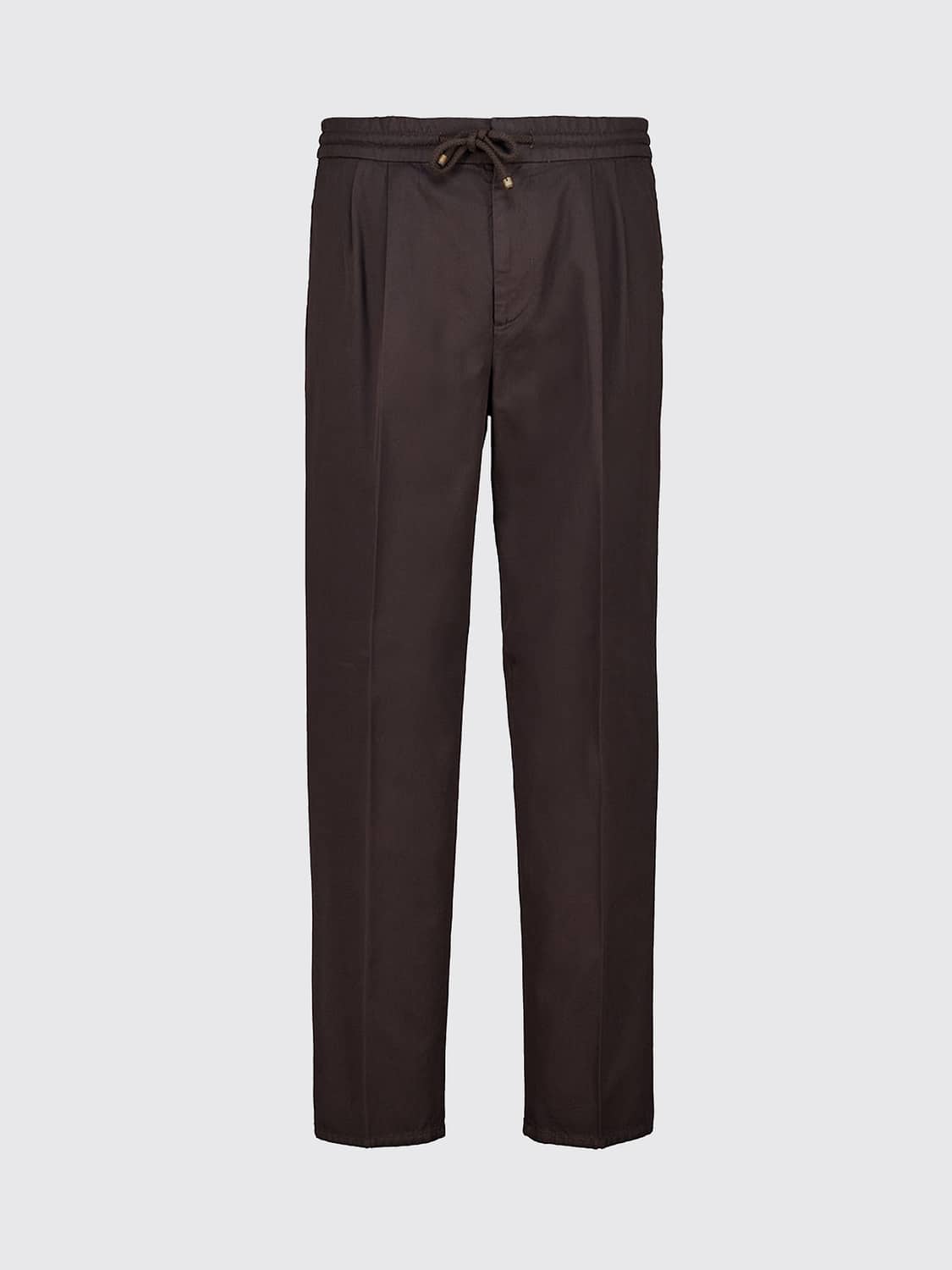 BRUNELLO CUCINELLI HOSE: Slim-Fit-Hose aus Baumwolle von Brunello Cucinelli mit Bundfalten und Kordelzug, Braun - Img 2