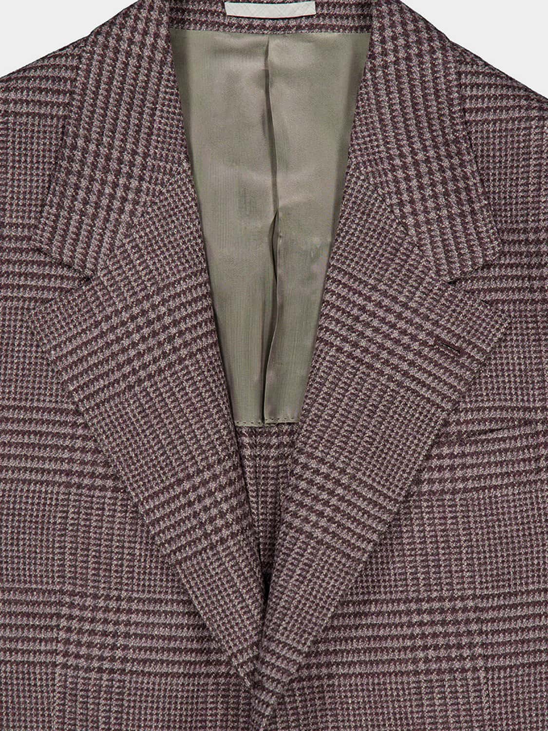 BRUNELLO CUCINELLI JACKET: Brunello Cucinelli Single-Breasted Tartan Blazer in Wool and Cashmere, Brown - Img 4